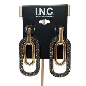 I.N.C. Two-Tone Crystal Oval Earrings